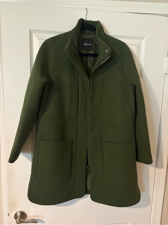 Madewell Jackets & Blazers - Madewell Dark Olive Green Wool Blend Peacoat with Zip Front